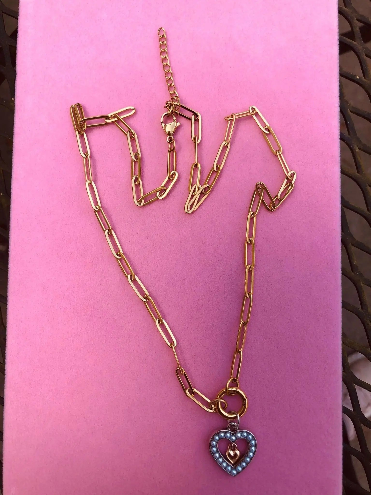 Golden Heart Necklace - The Hot Pink Chick, Main Street Collective - Dainty Jewelry, Handmade Gift