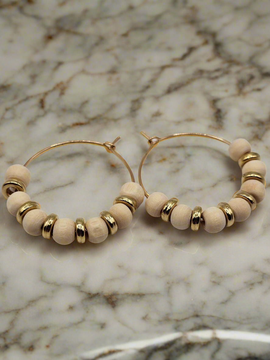 Full view of Golden Glow Hoop Earrings handmade by The Tween Space – Mississippi handmade gift