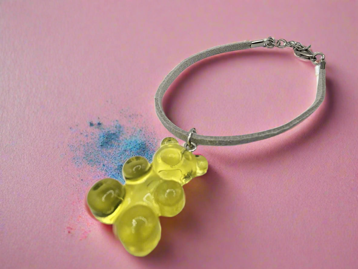 Full view of Gummy Bear Charm Bracelet Set of 2 by The Tween Space – Mississippi handmade gifts