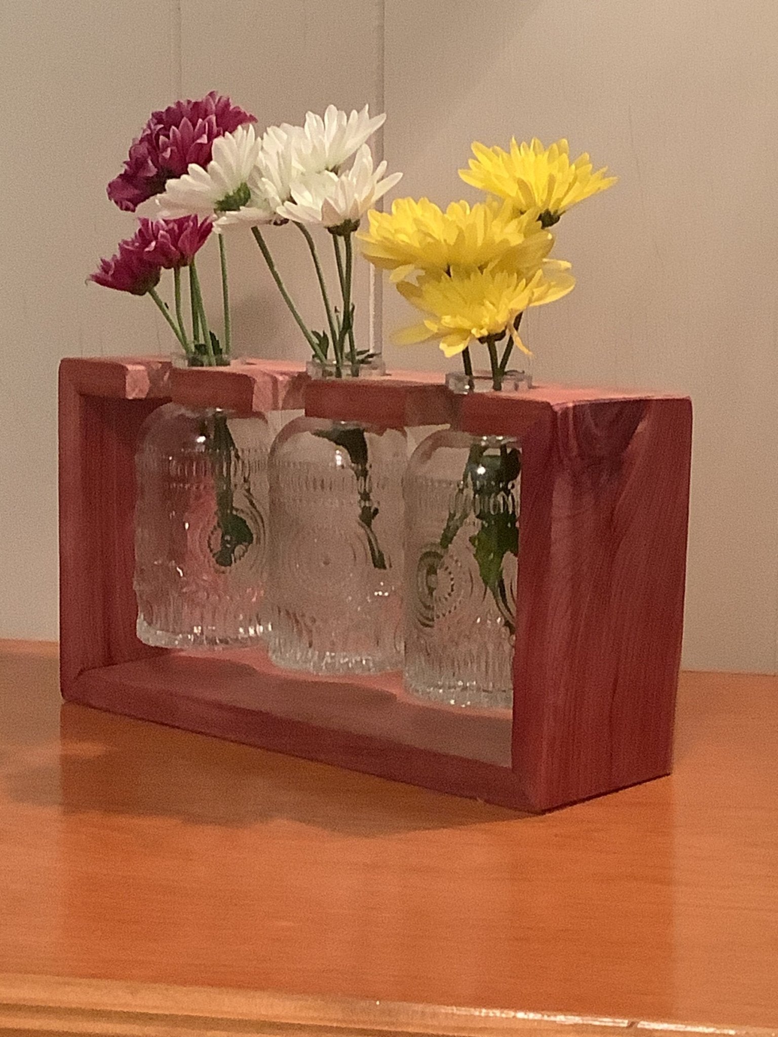 Cedar Flower Vase Trio | Handmade Wood & Glass Bud Vases | Rustic Floral Arrangement | Main Street Collective