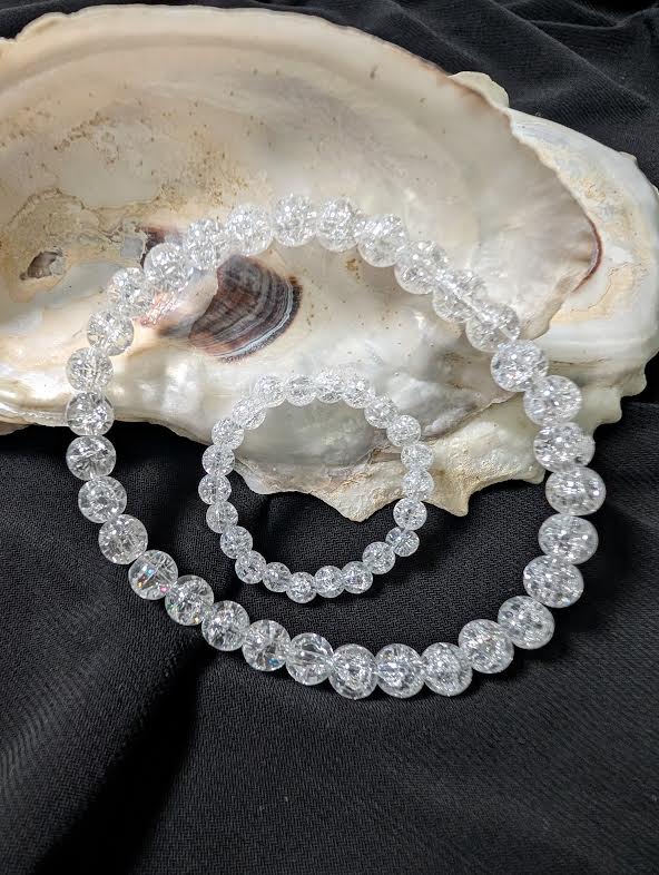 Mother & Child Bracelet Set: Cracked Quartz Jewelry - Matching Bracelets Handmade by Solid Rock Jewelry