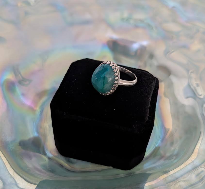Shattuckite Ring, Silver, Gemstone Jewelry, Size 9, Handmade, Namibian Shattuckite, Solid Rock Jewelry