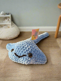 Handmade crochet Stephen the Stingray plush - playful amigurumi toy.