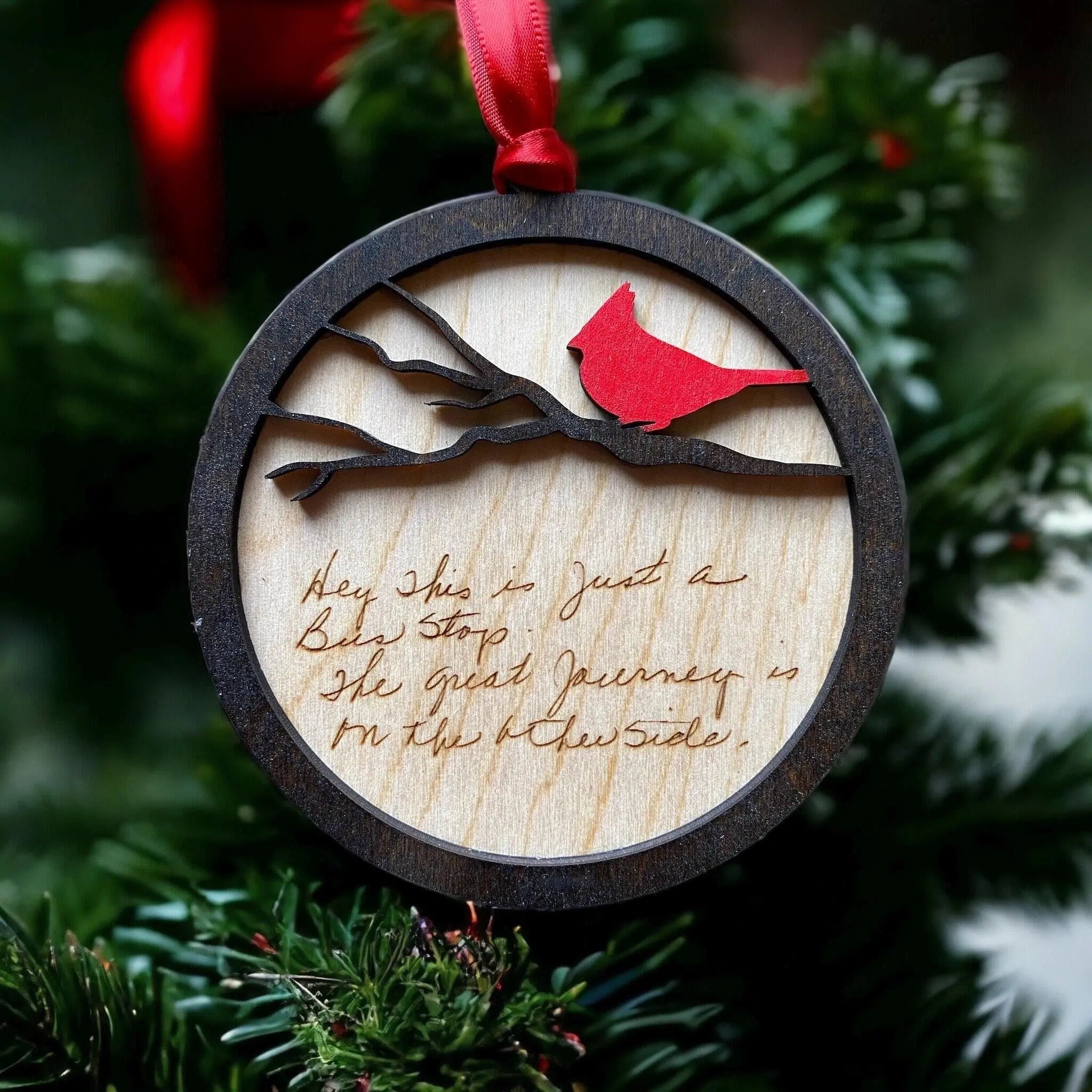 Cardinal Ornament: Handwriting Keepsake Memorial Gift. Personalized Christmas Decor.