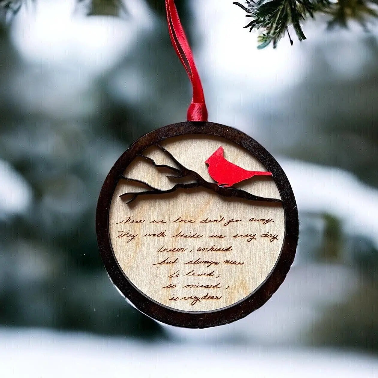 Cardinal Memorial Ornament with Custom Handwriting - Keepsake for Loved Ones