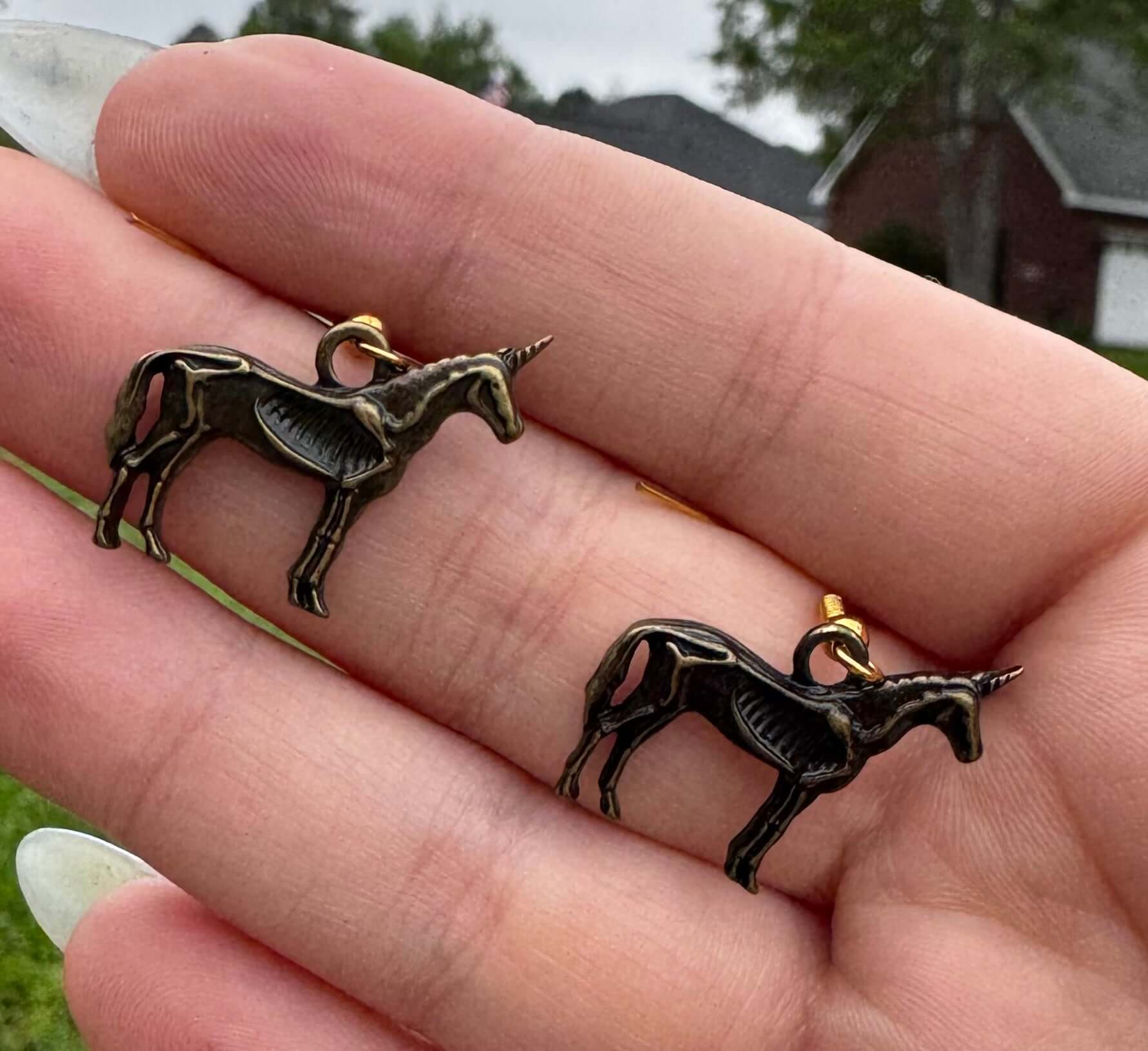 Bone Unicorn Earrings: Dark Academia Cottagecore Jewelry, Mushroom Lady Co. Handmade Earrings