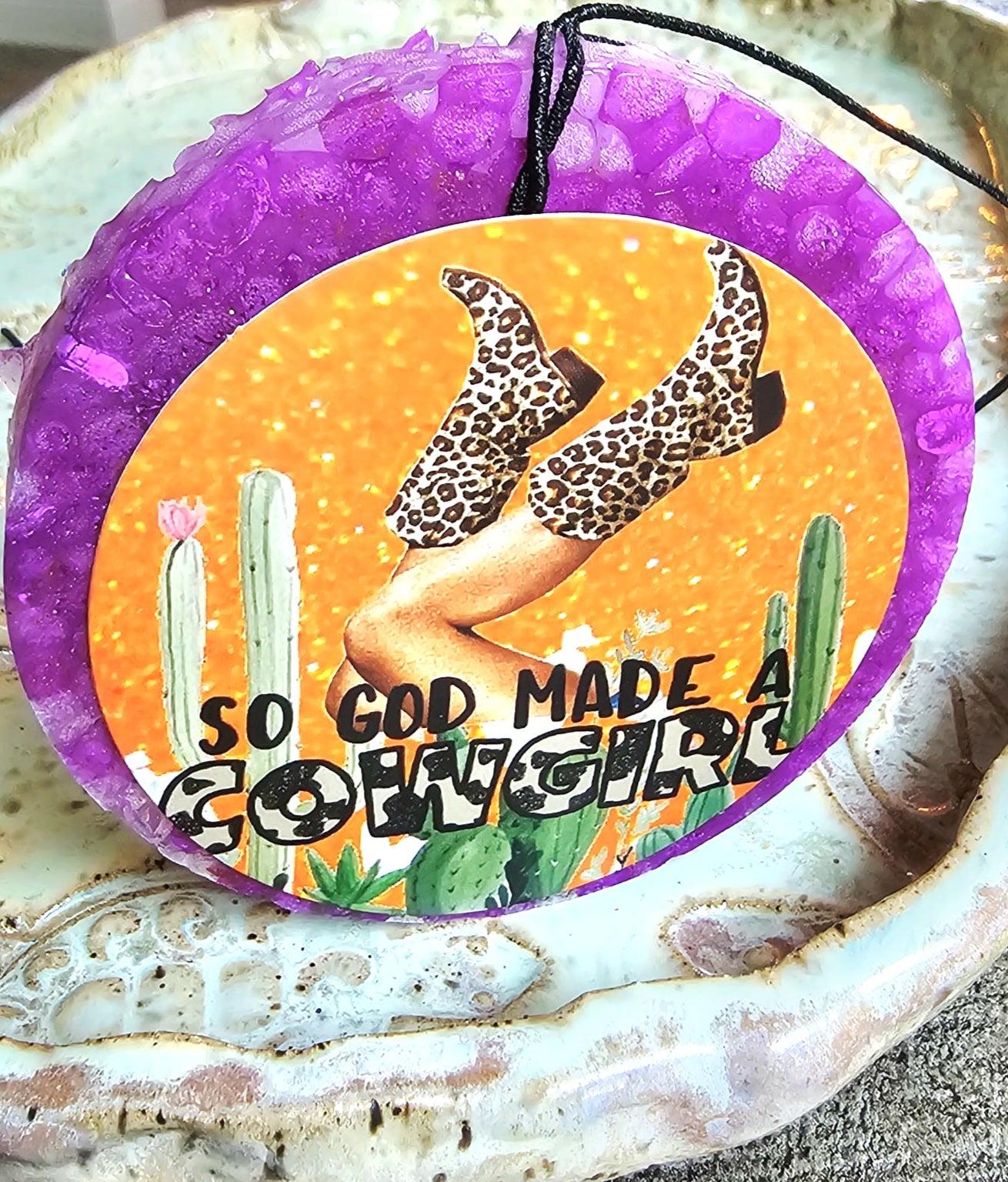 Cowgirl Car Freshie: Handmade Western Aroma Bead Air Freshener for Cars