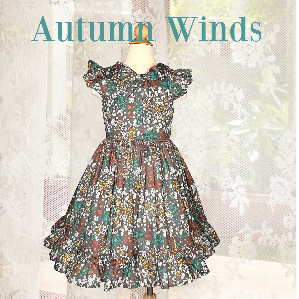 Autumn Winds Girls Fall Dress: Floral Print, Ruffled Skirt - Main Street Collective Kids' Fashion