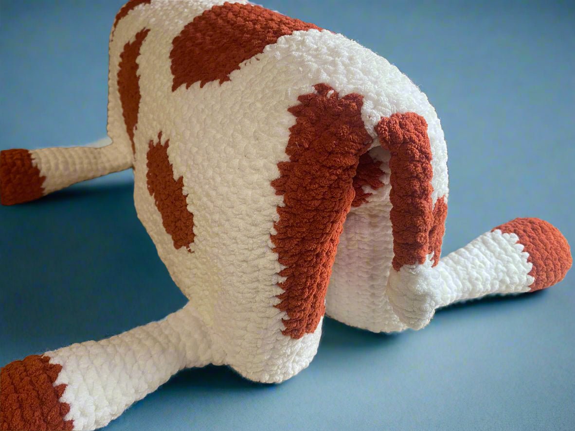 Handmade Crochet Cow Blanket: Soft Chenille Yarn, Perfect Baby Gift, Play Mat Toy, Child & Adult Sizes Available.