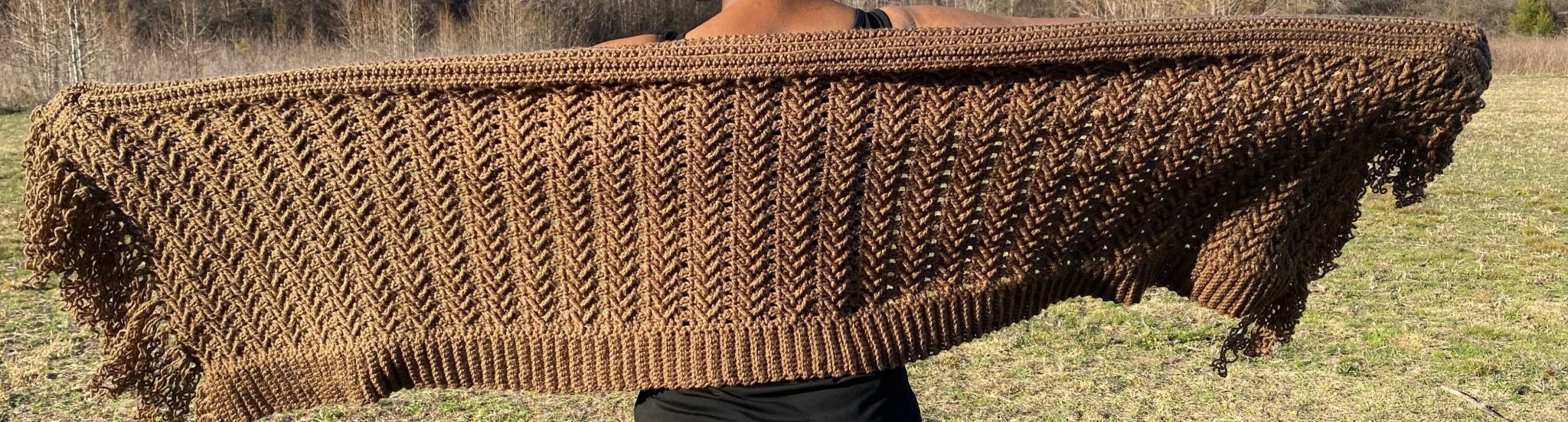 Brown Crochet Fringe Shawl by Main Street Collective: Handmade, Warm, and Versatile Fringed Shawl