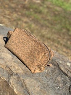 Leopard Print Leather Toiletry Bag - Main Street Collective - Dopp Kit Makeup Bag Travel