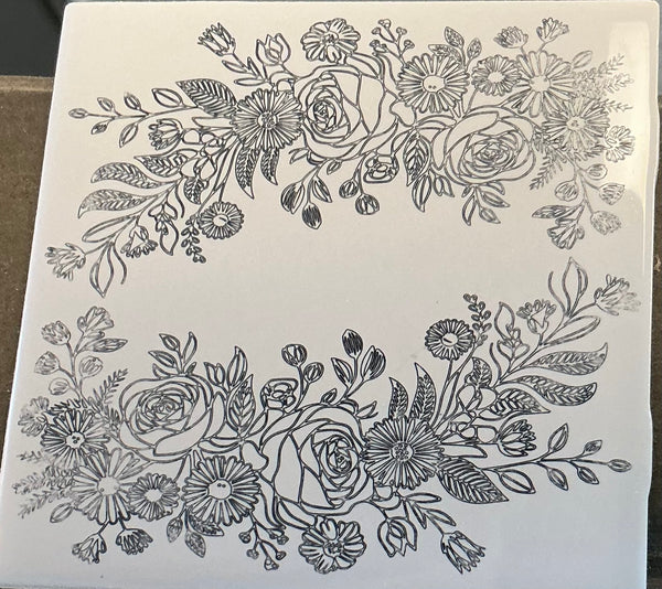 Custom floral ceramic tile by Main Street Collective: Unique design for backsplash, bathroom remodel, or personalized gift.