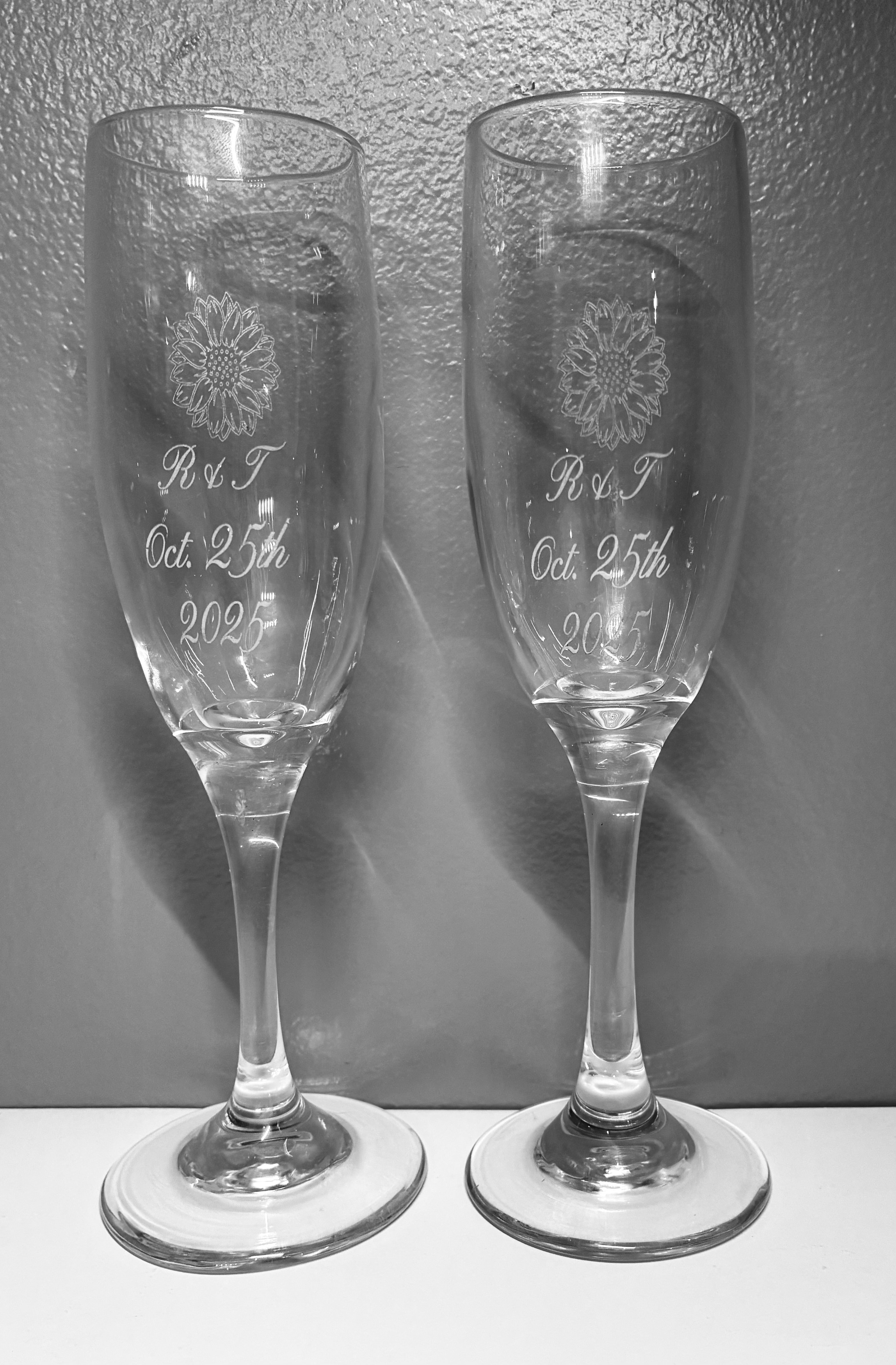 Personalized Wedding engraved Champaigne  glasses