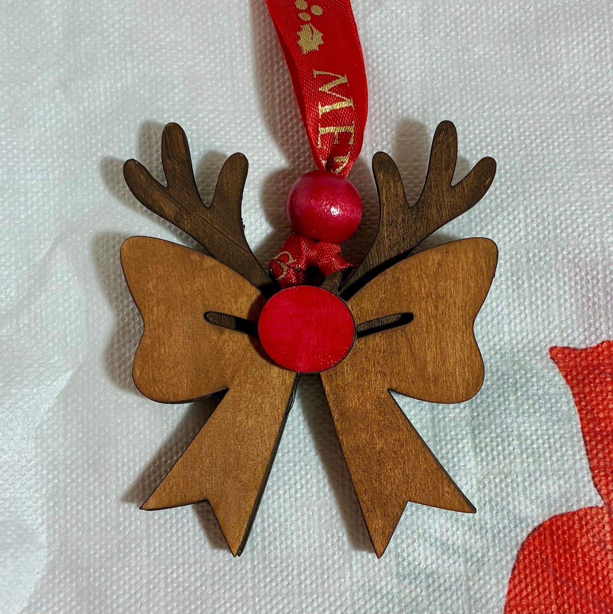 Whimsical Wooden Reindeer Christmas Ornament, Hand-Painted by Main Street Collective
