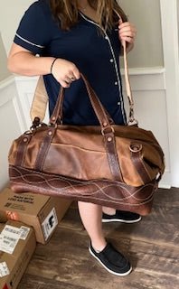 Large Brown Leather Weekend Duffel Bag - Custom Unlined Travel Bag by Main Street Collective