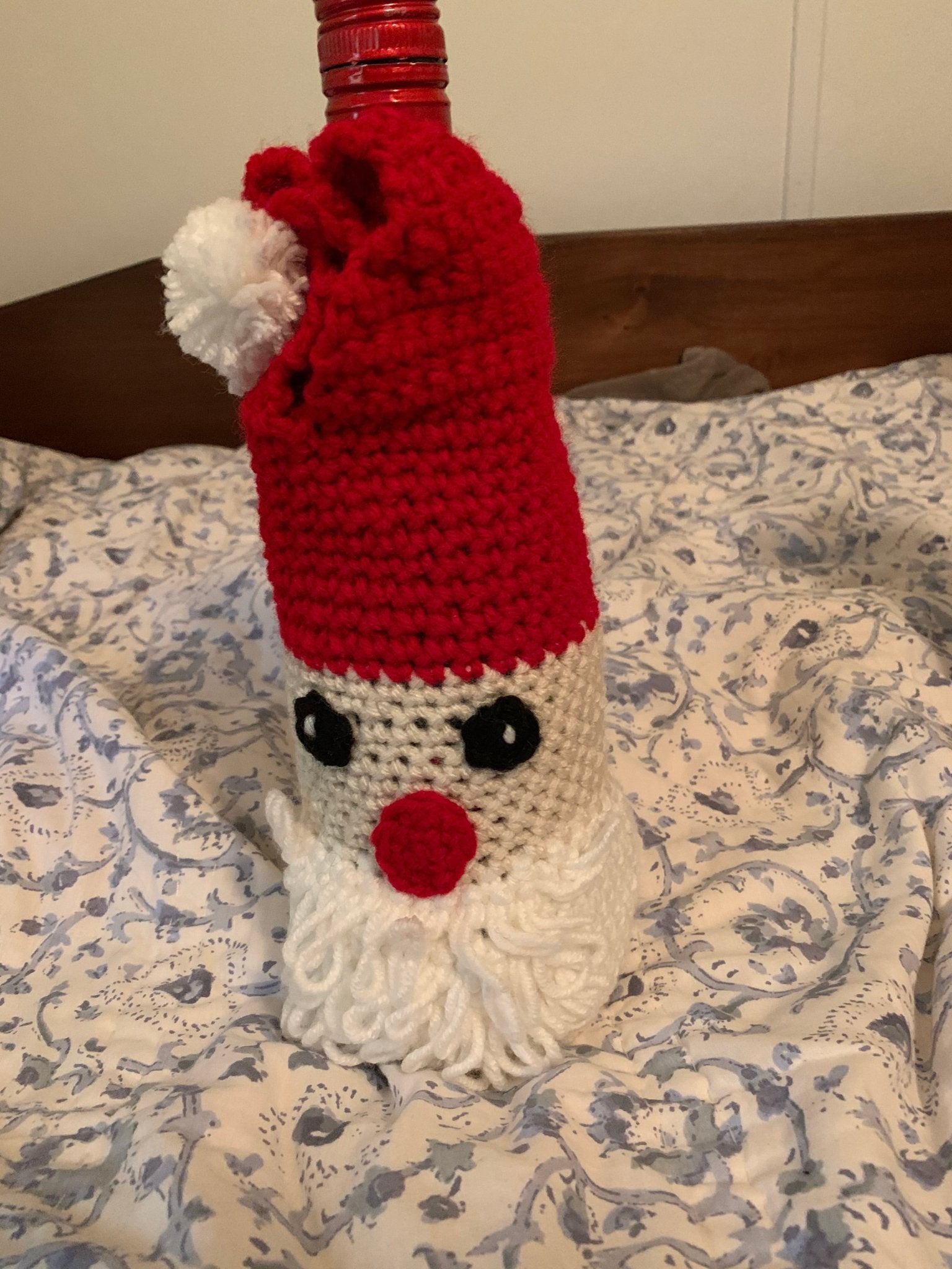 Handmade Grinch Wine Bottle Cover - Crochet Christmas Decoration from Main Street Collective
