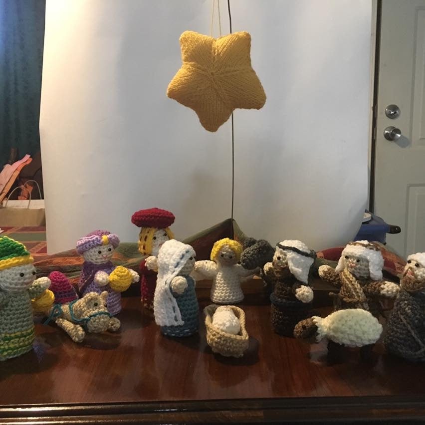 Crochet Nativity Scene: Handmade Christmas Decor - Mary, Joseph, Baby Jesus, Wisemen, Star. Nativity Scene.