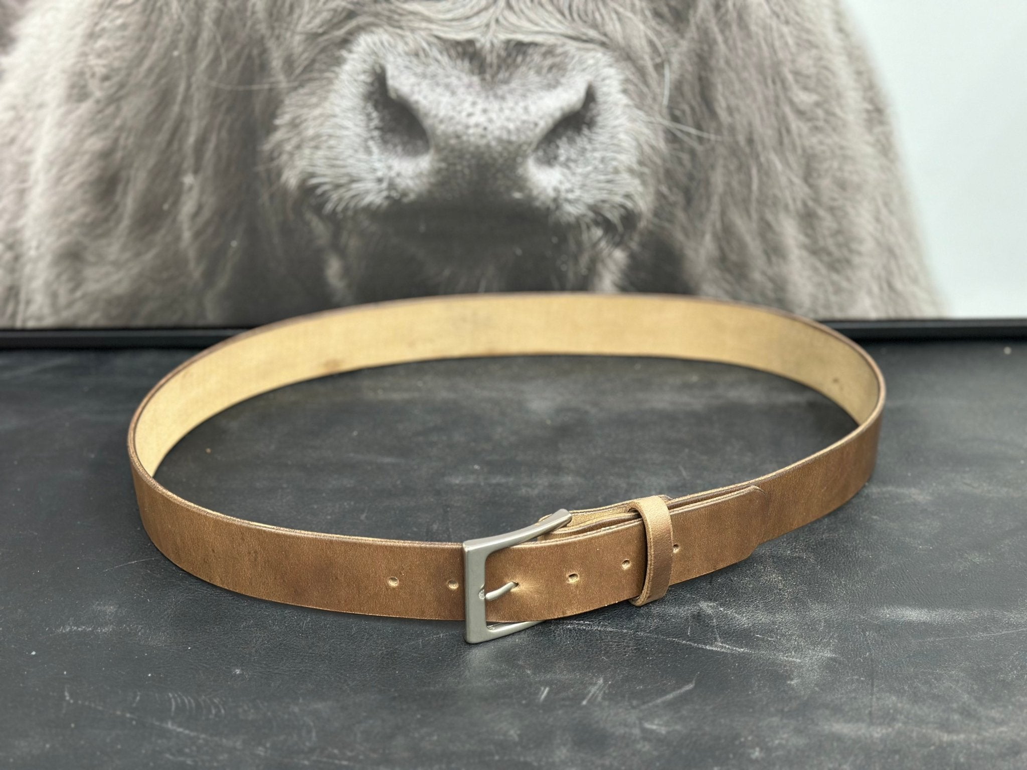 Handmade Leather Belt, Full-Grain, Silver Buckle | Men's & Women's Custom Belt - Main Street Collective