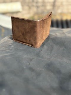 Brown Suede Bi-Fold Wallet - Handmade Leather Card Holder by Main Street Collective