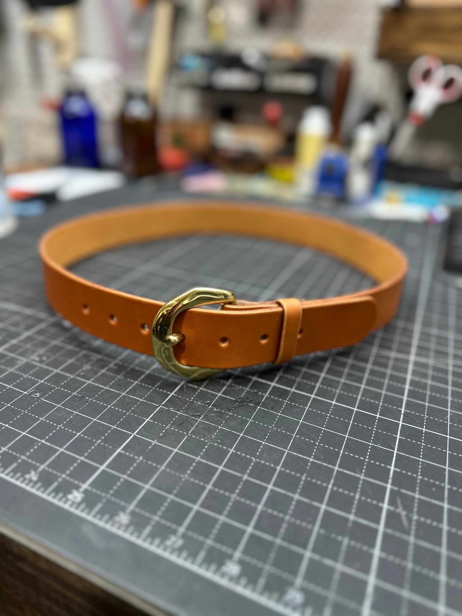 Handmade Full-Grain Leather Belt by Main Street Collective - Classic Style, Heavy-Duty Buckle, Custom Fit