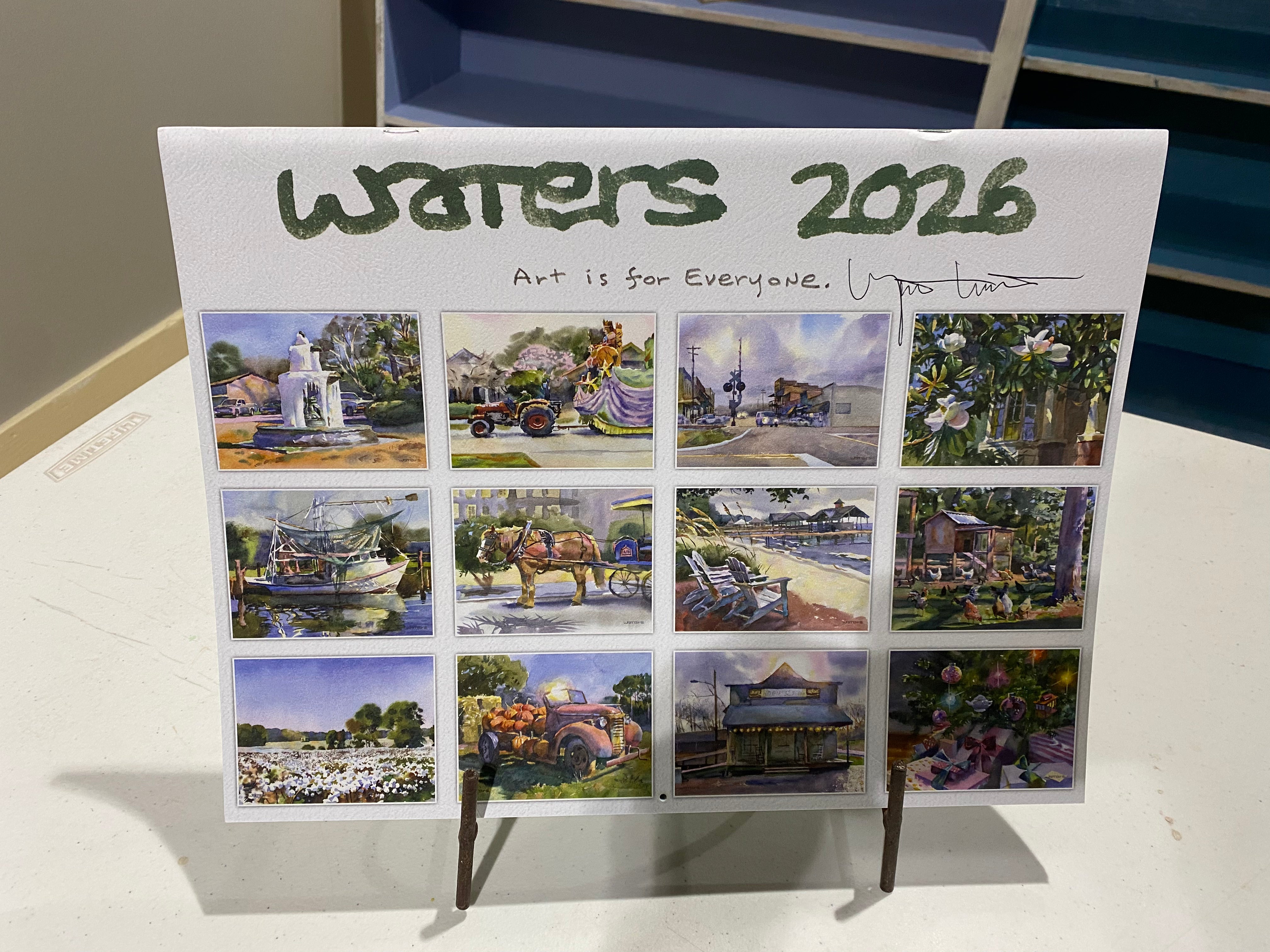 Wyatt Waters 2026 Wall Calendar – Watercolor Scenes of Mississippi & the South