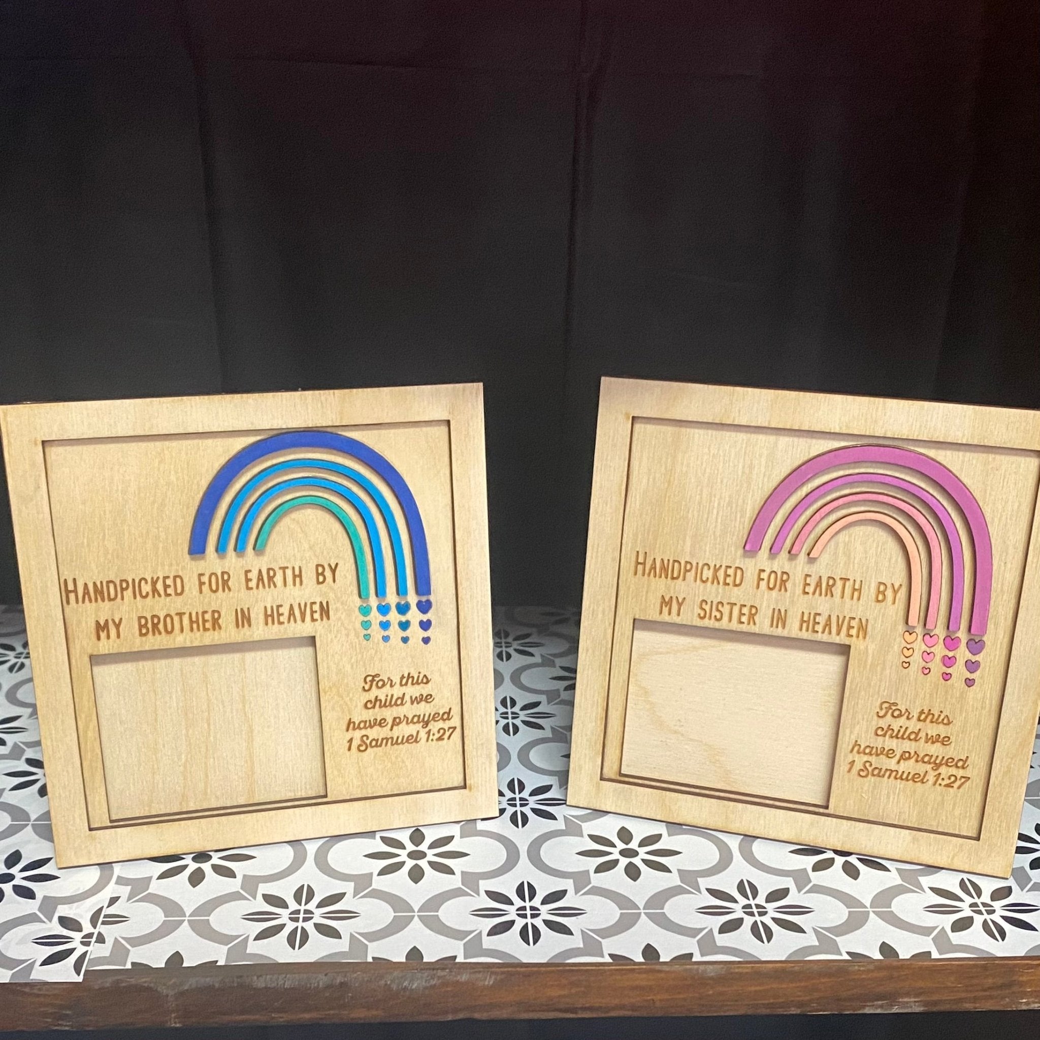 Rainbow Baby Ultrasound Frame: "Handpicked by Sibling in Heaven" Keepsake Memorial for Loss & Hope