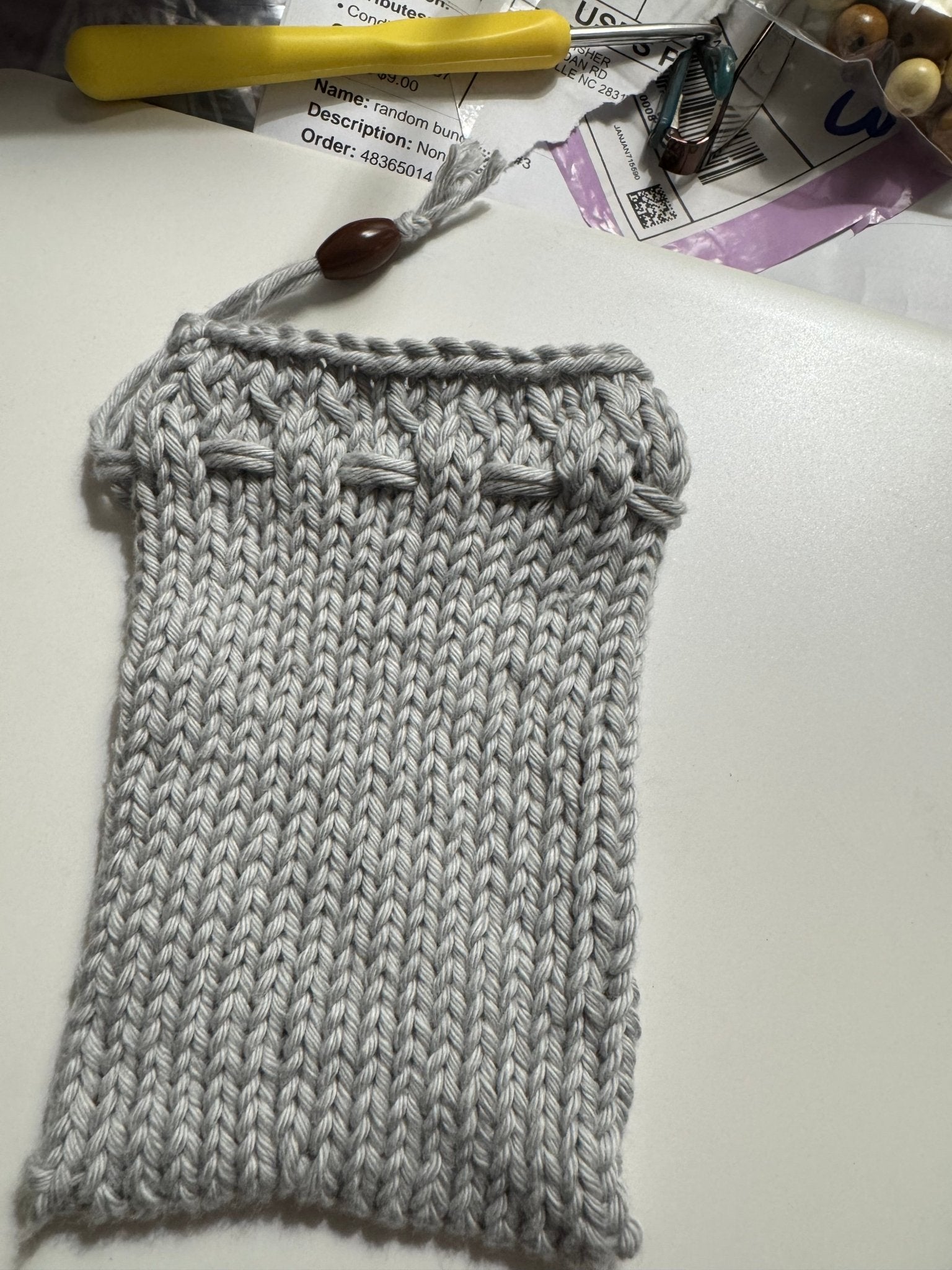 Handmade Grey Knit Soap Saver - Main Street Collective Washcloth with Built-In Soap