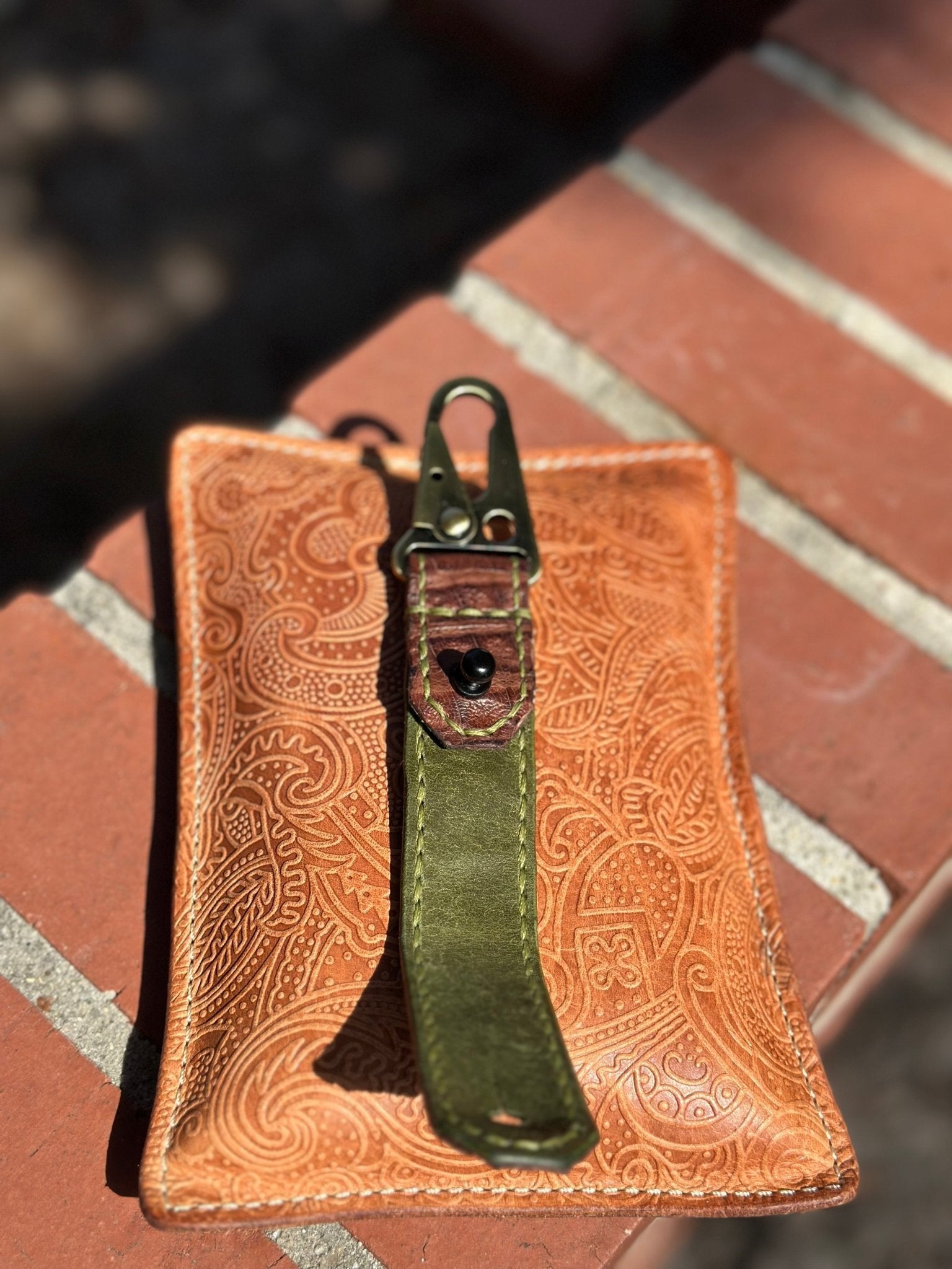 Handmade Leather Keychain - Rustic Full-Grain Leather - Main Street Collective Key Accessory