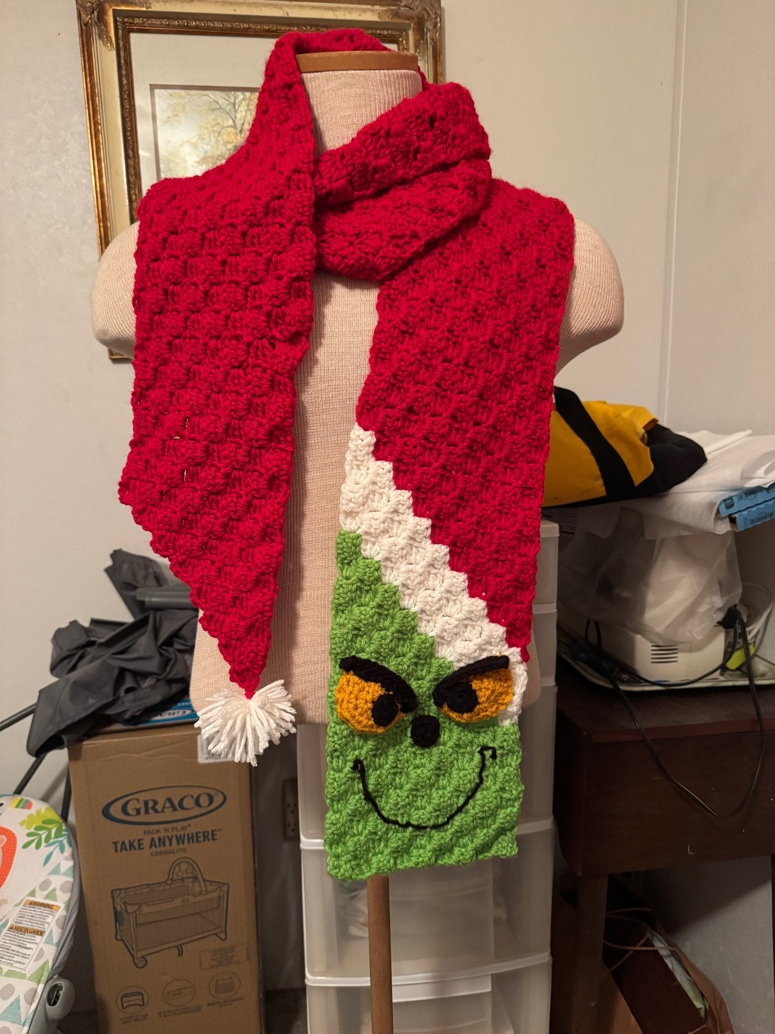 Crochet Grinch Scarf - Handmade Christmas Scarf by Main Street Collective