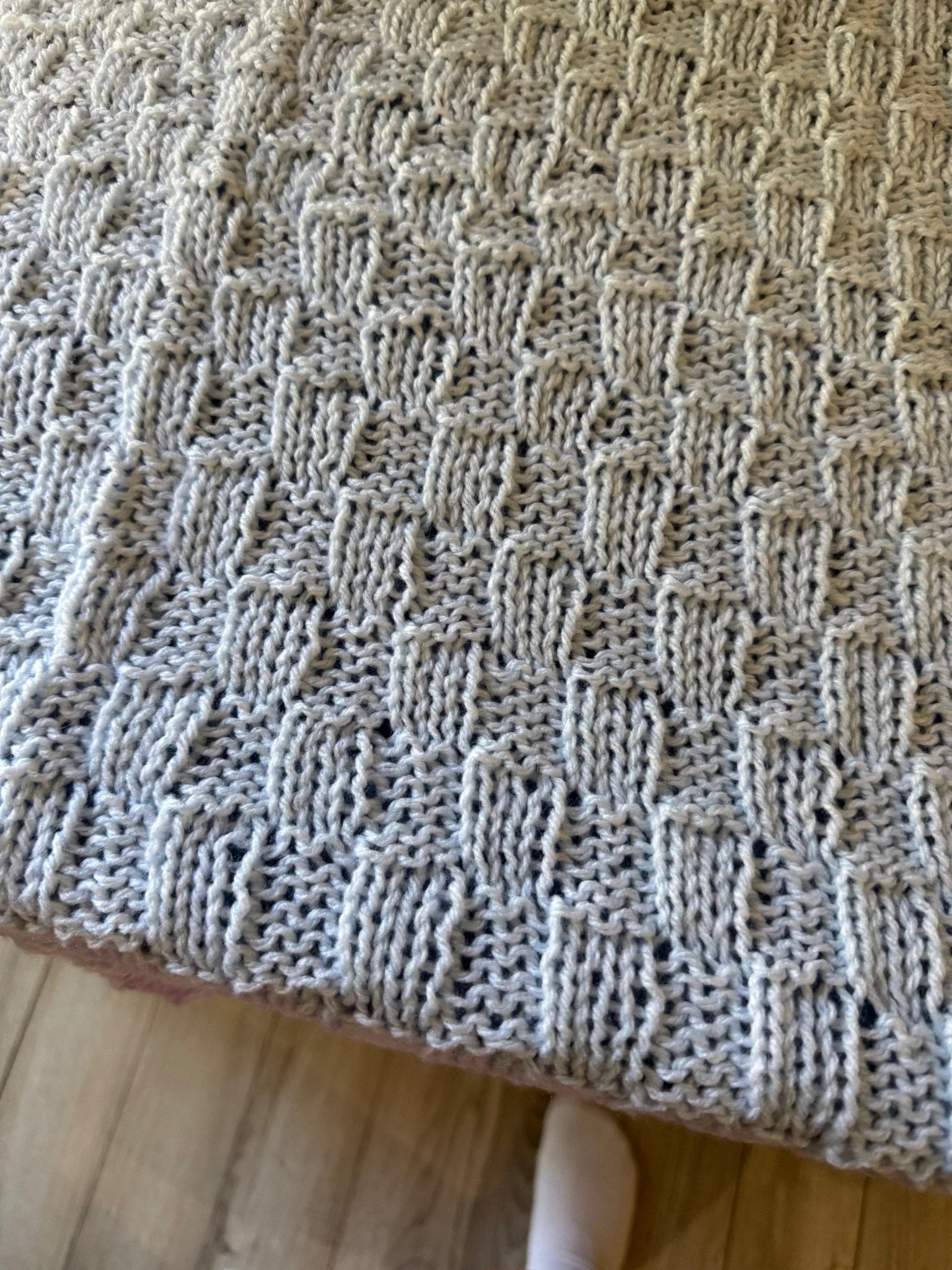 Baby Blue Knitted Blanket - 28x29 Basketweave - Main Street Collective