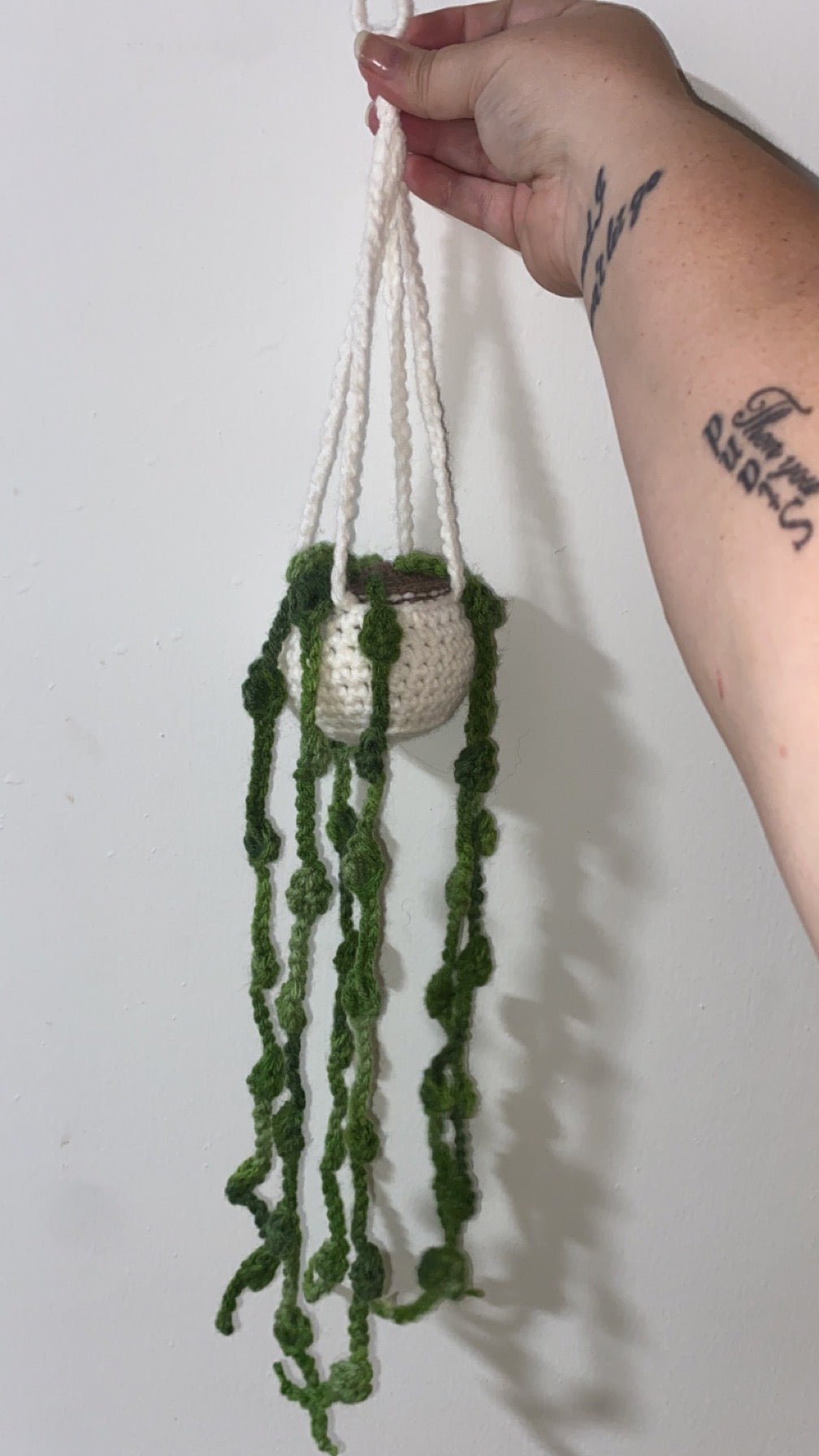 Crocheted String of Pearls Hanging Plant - Main Street Collective - Handmade Home Decor, Faux Plant