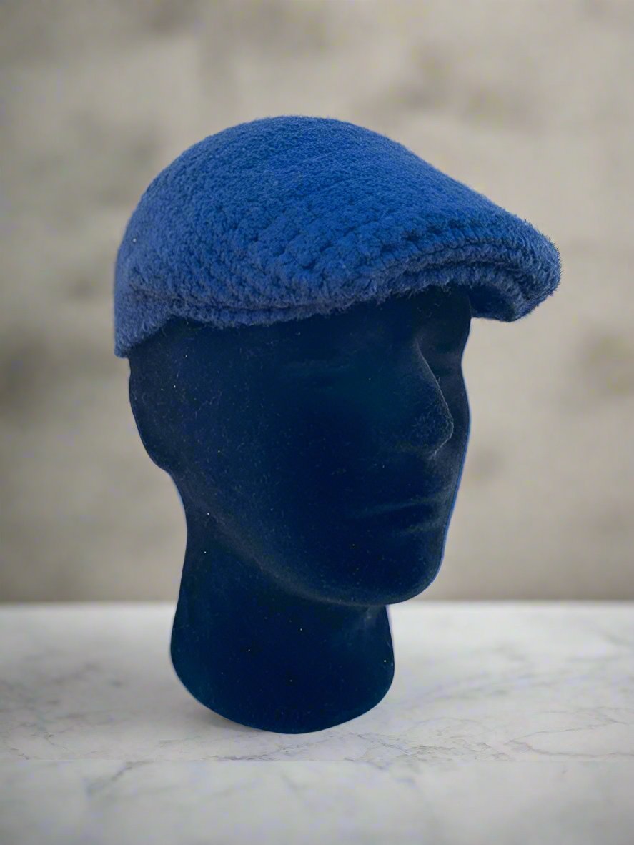 Crochet Newsboy Cap - Blue Kangol Style Handmade Hat | Newsboy Hat | Vintage Style Hat | Main Street Collective