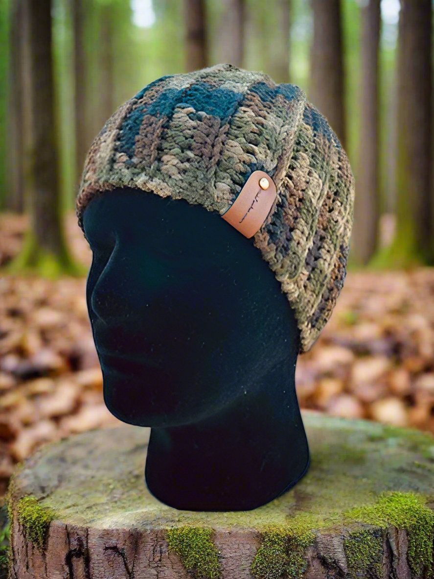 Handmade Crochet Rimless Ribbed Beanie - Camo Winter Hat by Main Street Collective