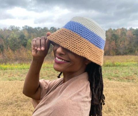 Crochet Bucket Hat: Striped Handmade Visor Hat for Women - Main Street Collective