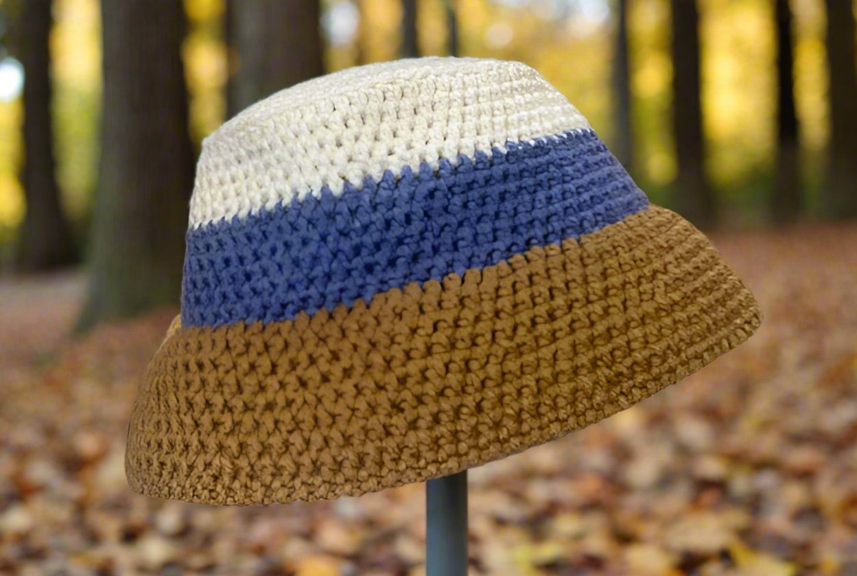 Handmade Crochet Bucket Hat - Striped Knit Hat, Main Street Collective