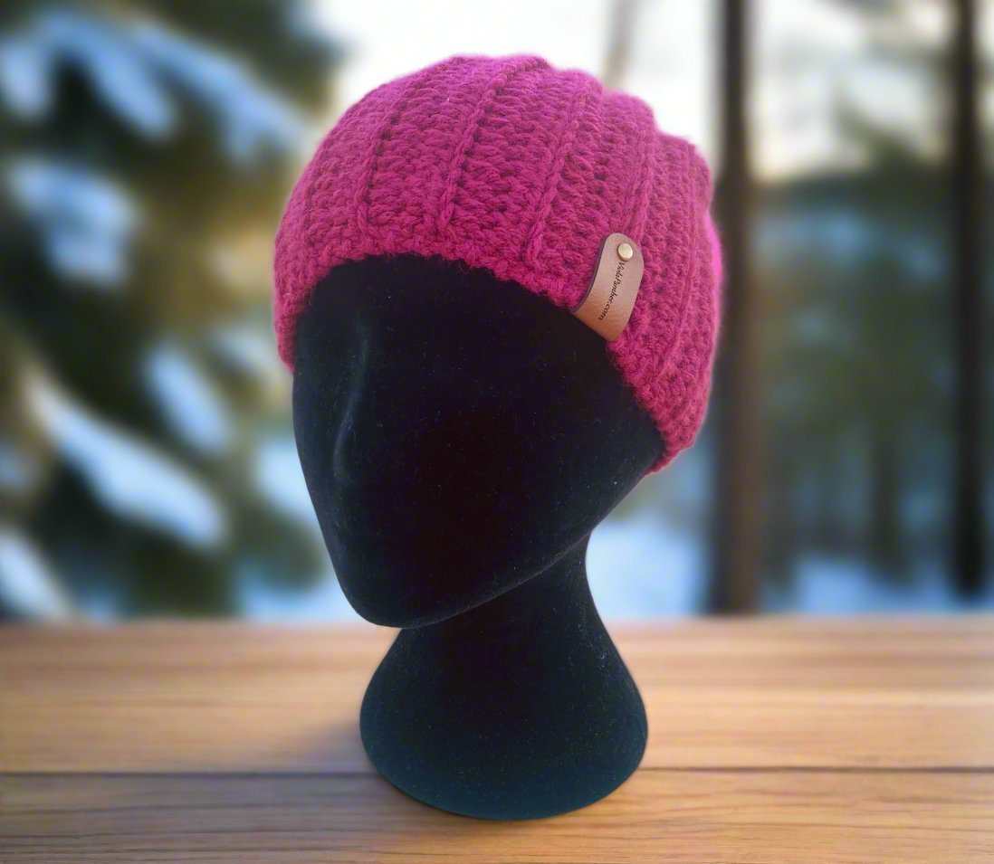 Magenta Crochet Beanie - Handmade Winter Hat from Main Street Collective. Stylish Warm Headwear for Women