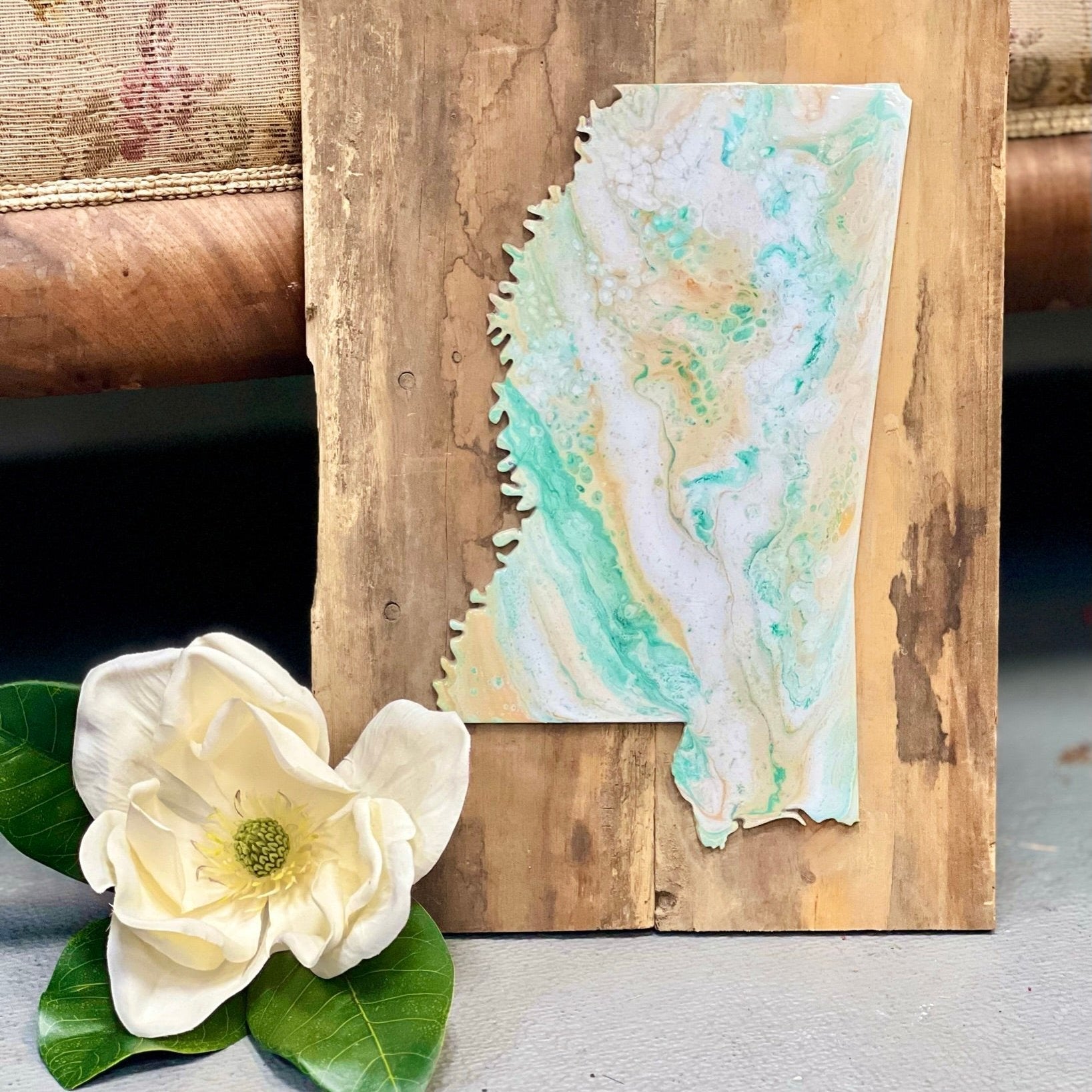 Handmade Mississippi Wall Art: Magnolia & Wood by Main Street Collective L.L.C.