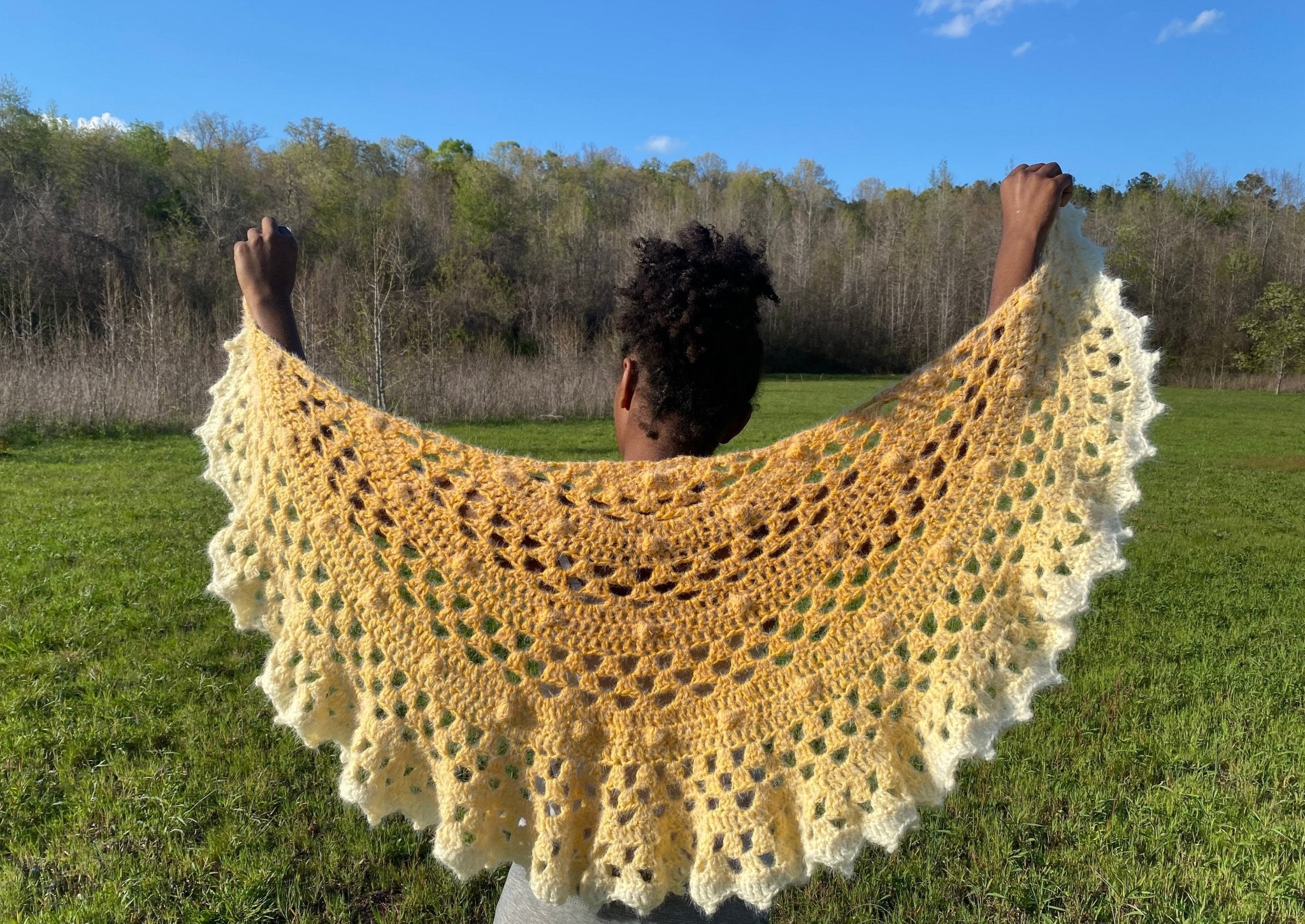 Handmade Crochet Sun Shawl Ombre - Light Yellow & White | Main Street Collective