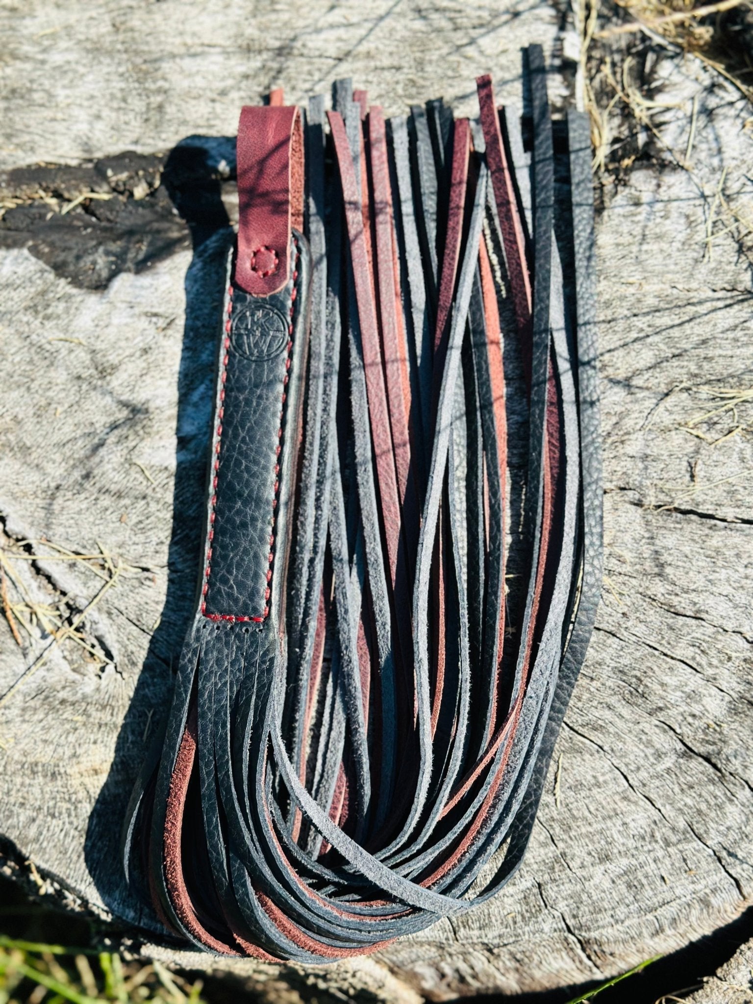 Handcrafted Leather Flogger - Black & Maroon Leather by Main Street Collective