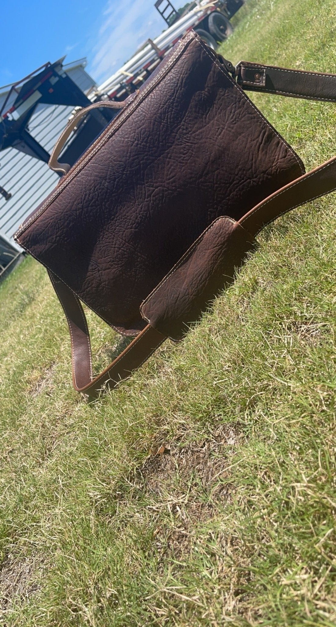 Brown Leather Laptop Bag Vintage Style Handmade Shoulder Strap For Men and Women