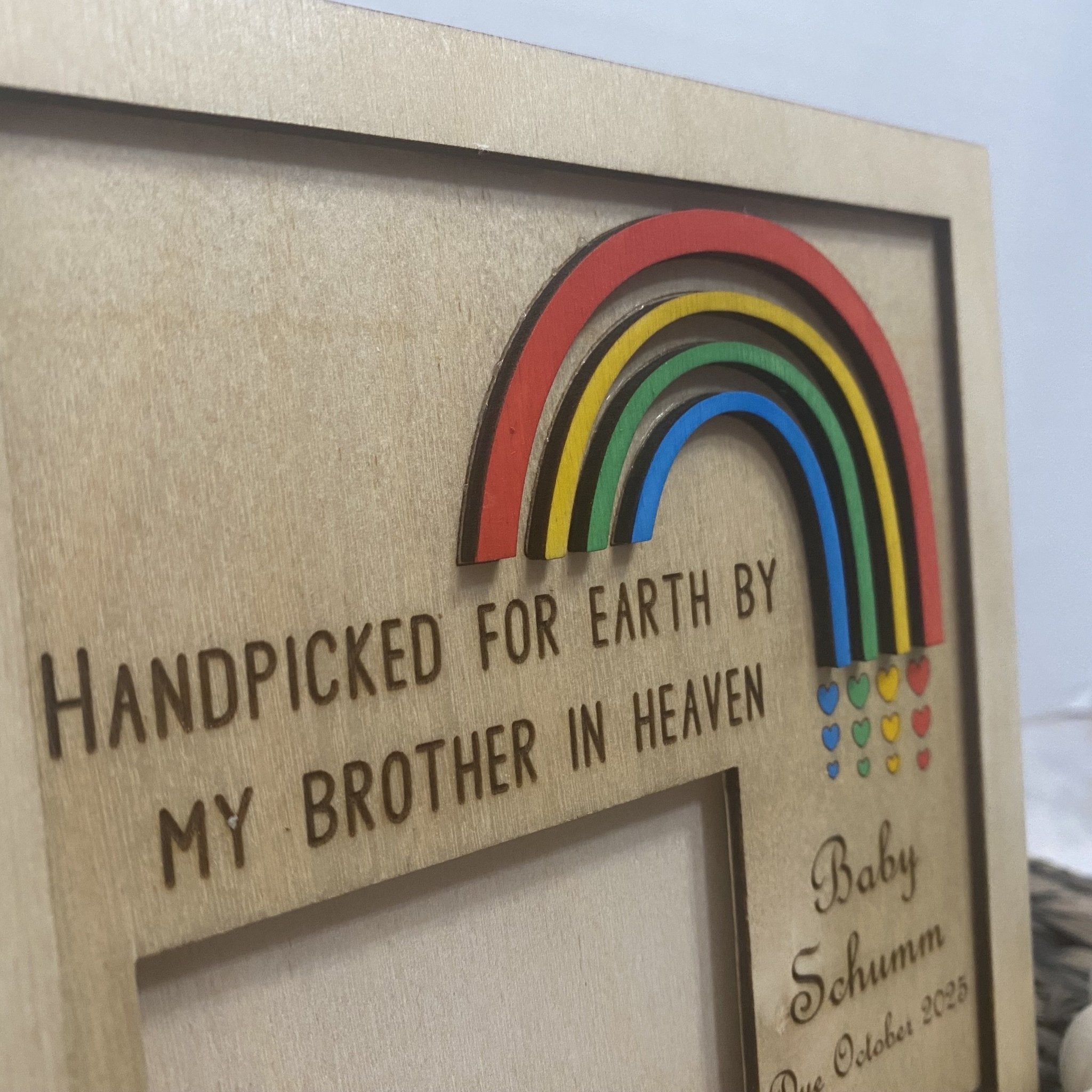Rainbow Baby Ultrasound Frame: "Handpicked for Earth by My Sibling in Heaven"- Keepsake Memorial for Loss & New Life.