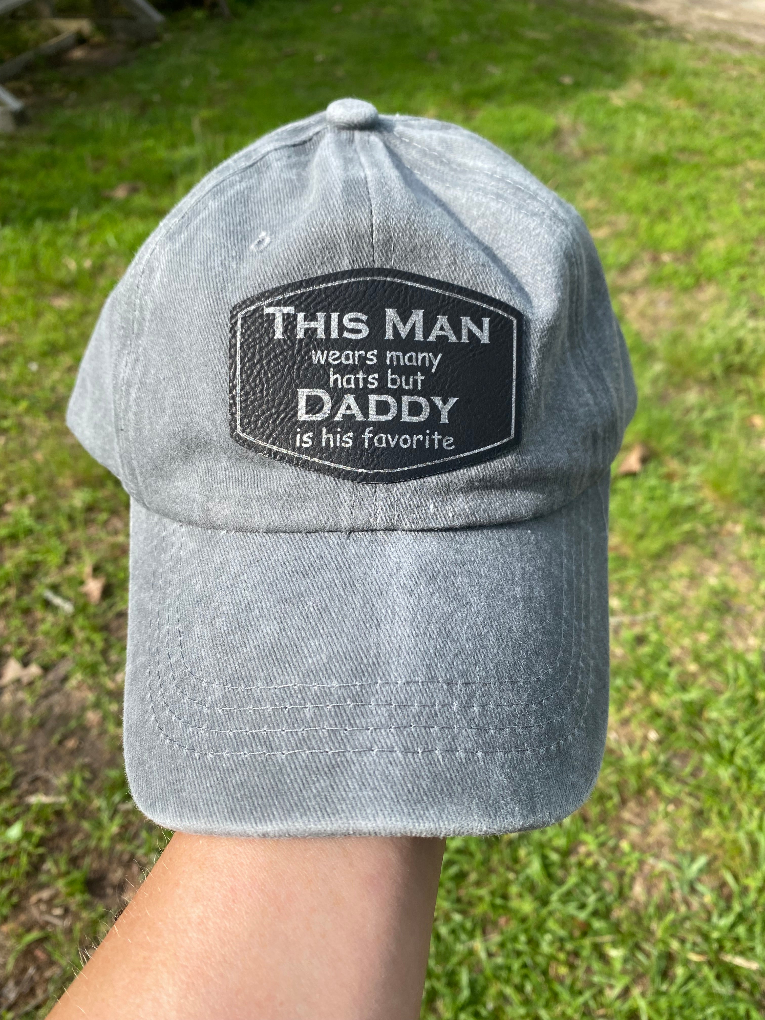 "This Man Wears Many Hats" Custom Name Hat - Personalized Leatherette Patch Hat