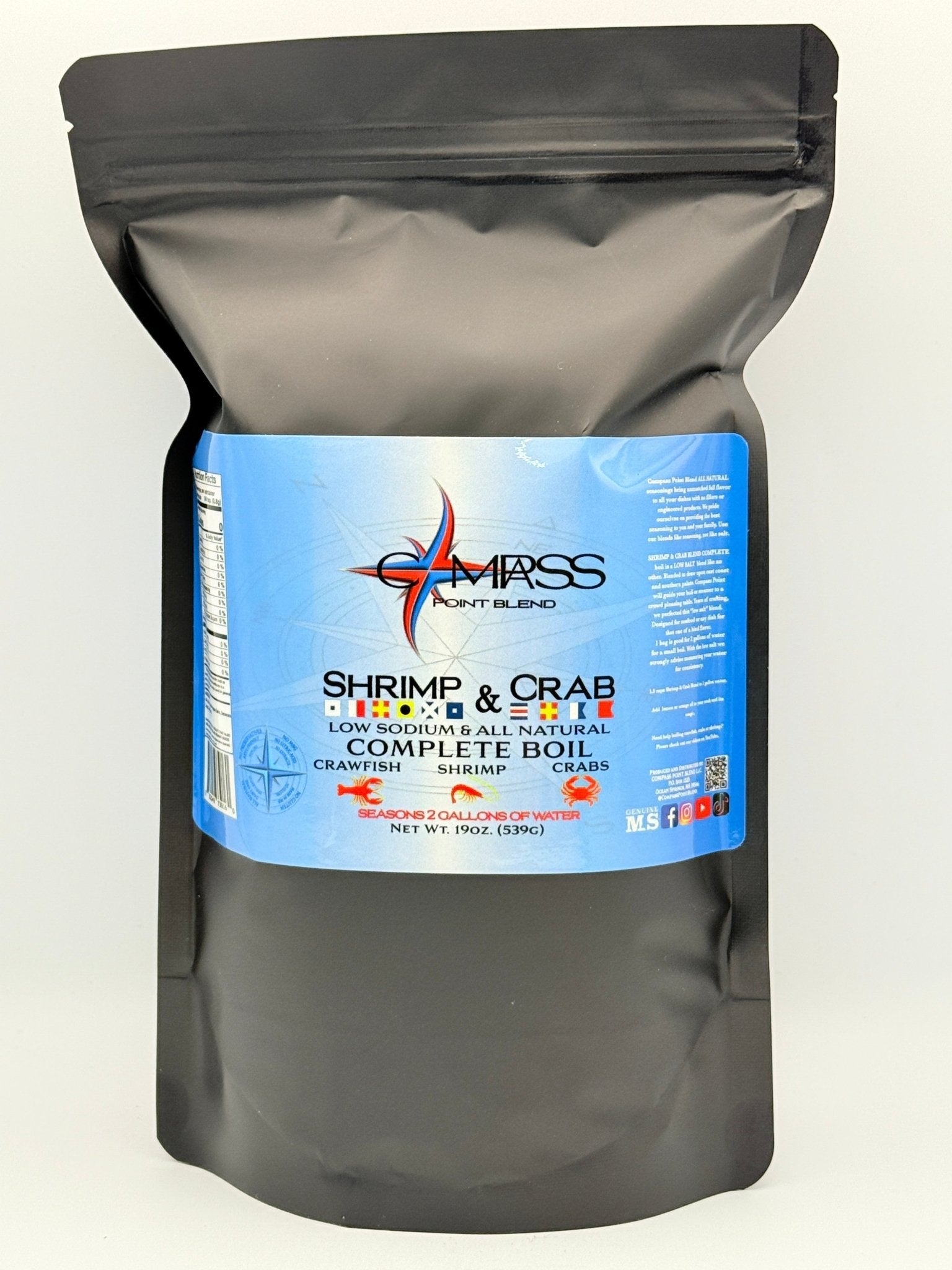 Compass Point Shrimp & Crab Boil: Low Sodium Seafood Seasoning for Delicious Crawfish, Shrimp, and Crabs!