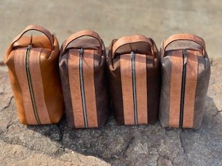Leather Dop Bags - Toiletry Travel Bags - Main Street Collective - Set of Four in Brown, Tan, and Darker Shades