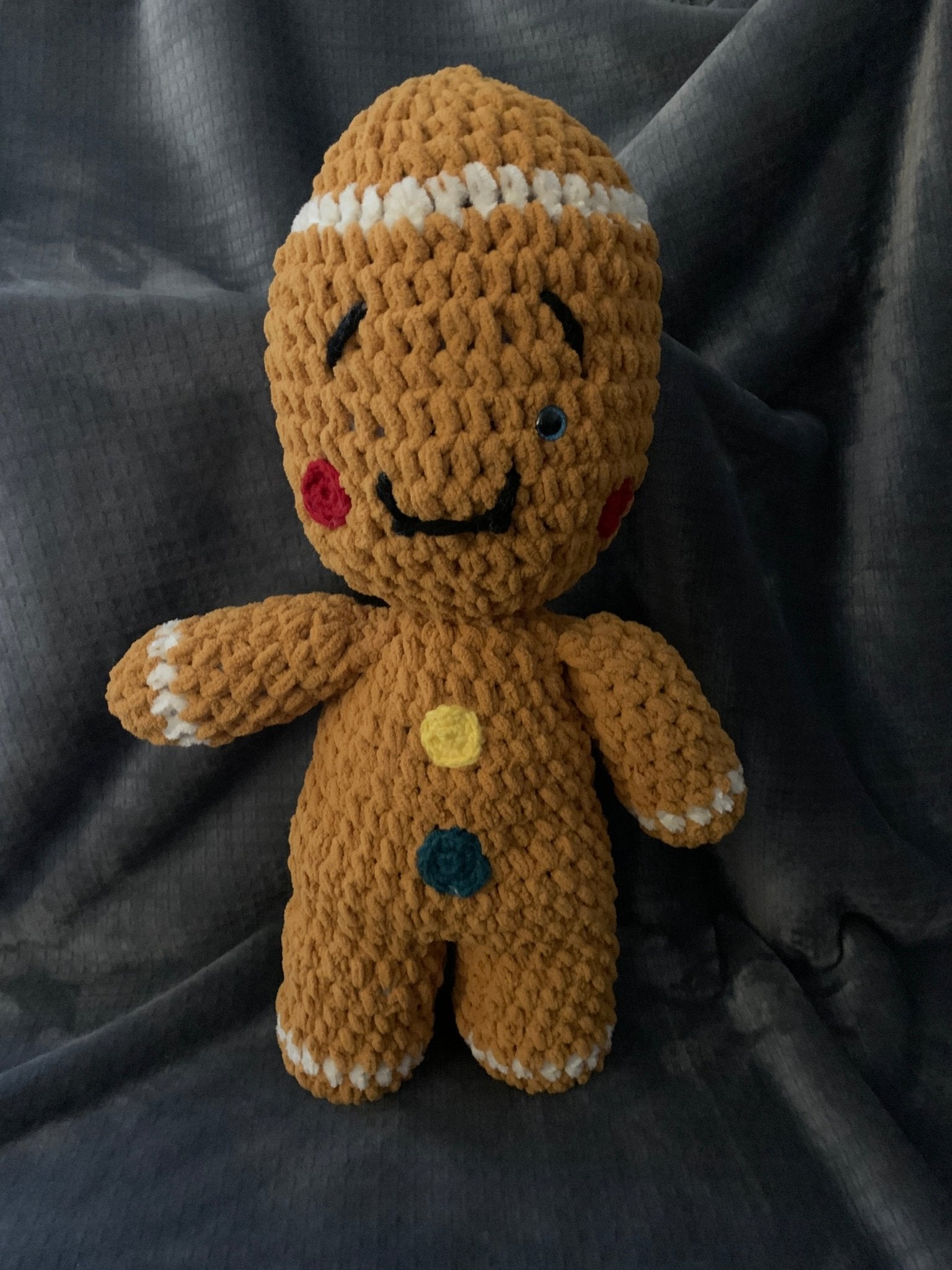 Large Crochet Gingerbread Man Plushie - 2ft Handmade Toy from Main Street Collective. Holiday Decor, Festive Gift Idea.