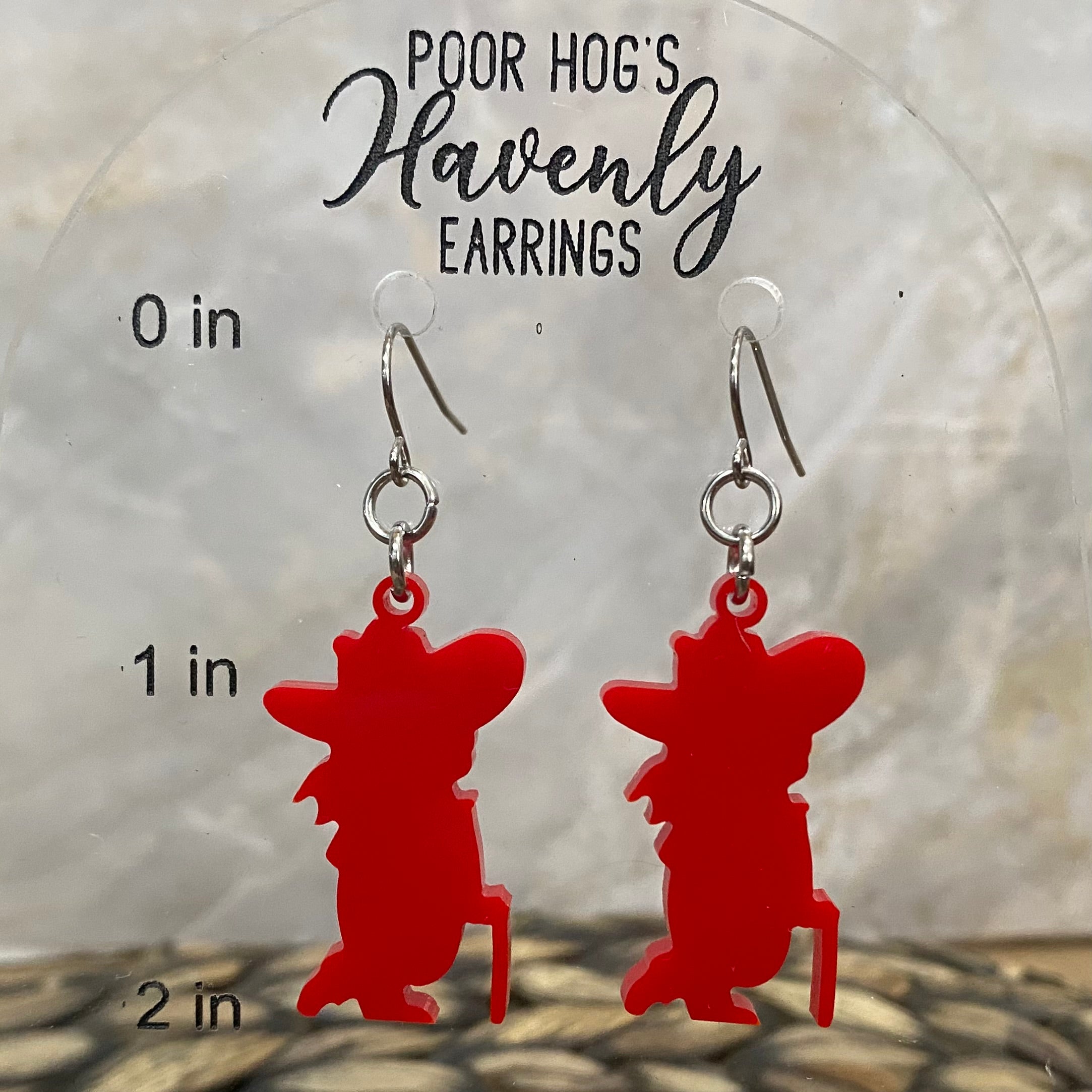 Red Mississippi Rebels Earrings: Show Your Team Spirit with Poor Hog's Havenly Game Day Jewelry!