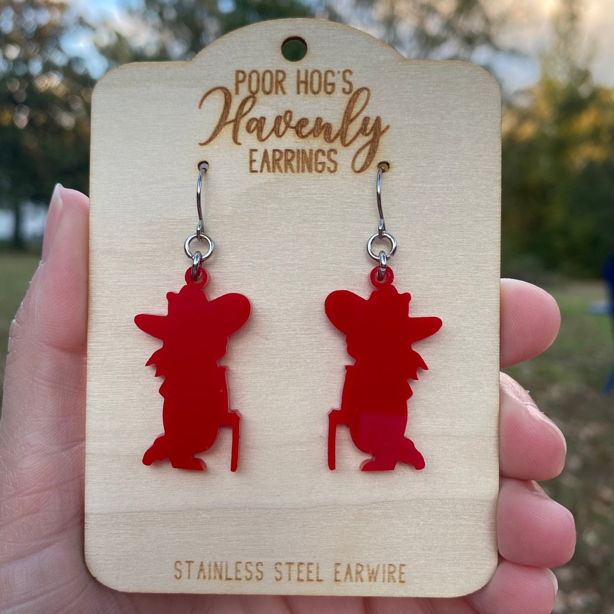 Mississippi Rebel Silhouette Acrylic Earrings in Red or Blue
