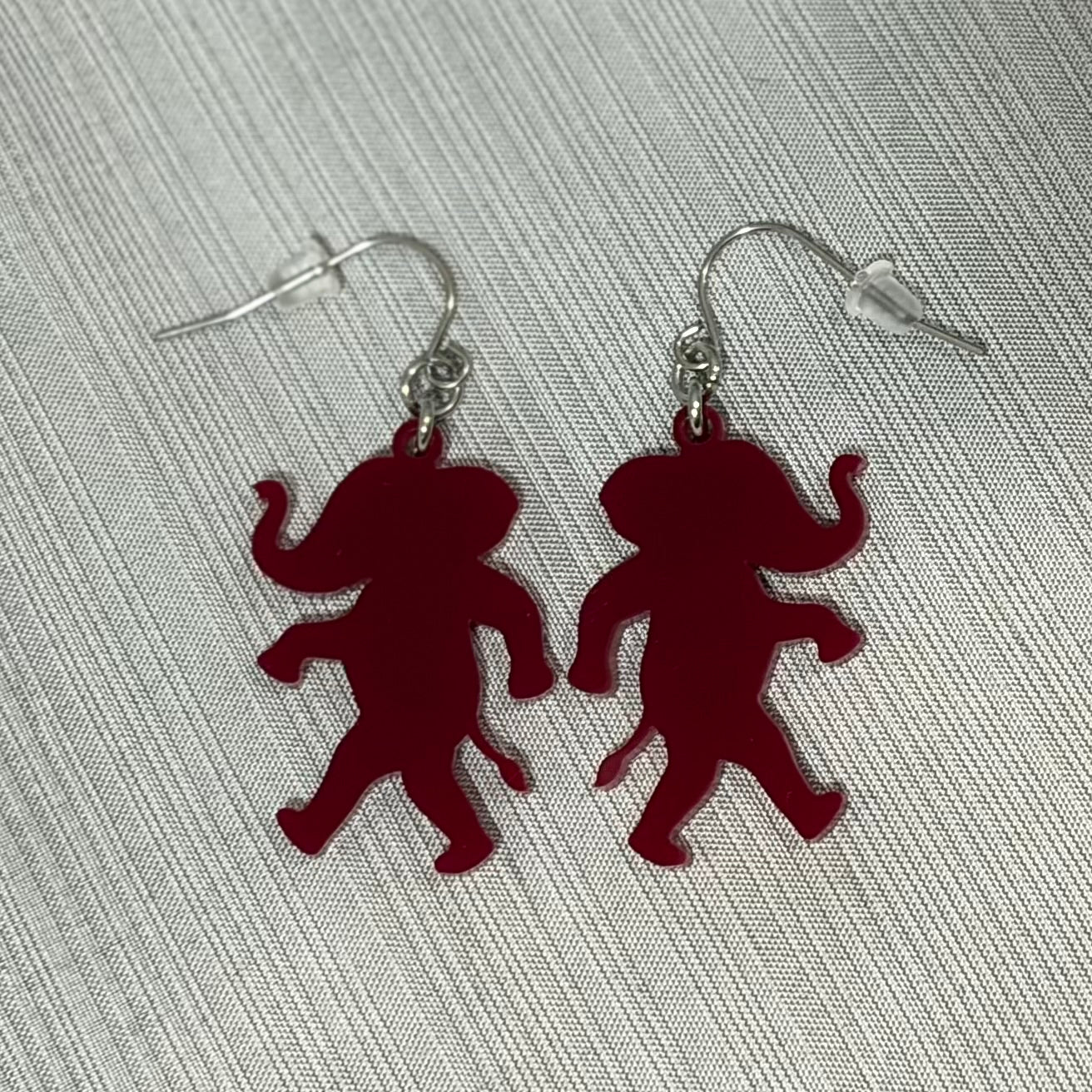 Crimson Elephant Acrylic Dangle Earrings Game with Stainless Steel Earwire