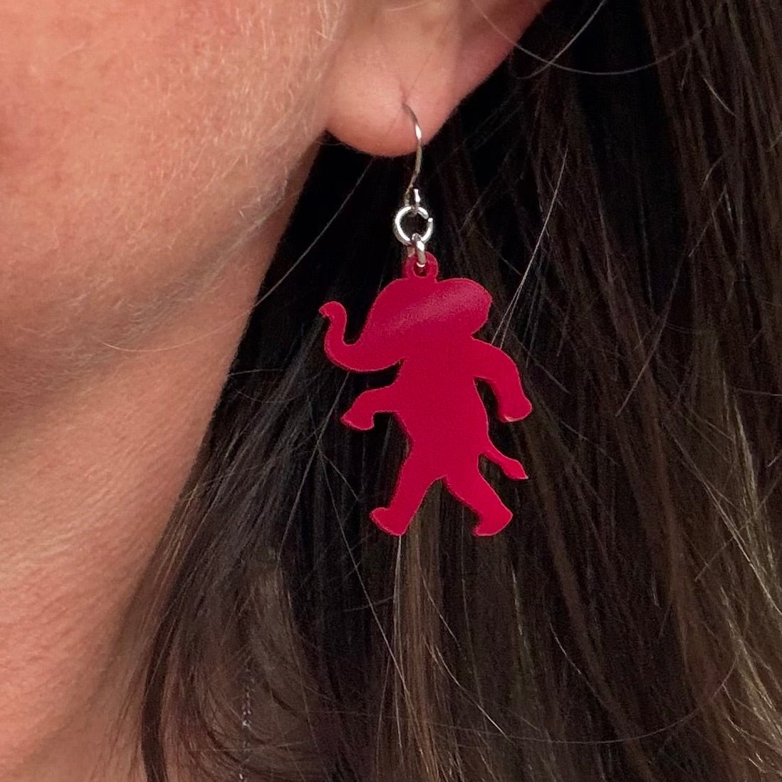 Crimson Elephant Acrylic Dangle Earrings Game with Stainless Steel Earwire