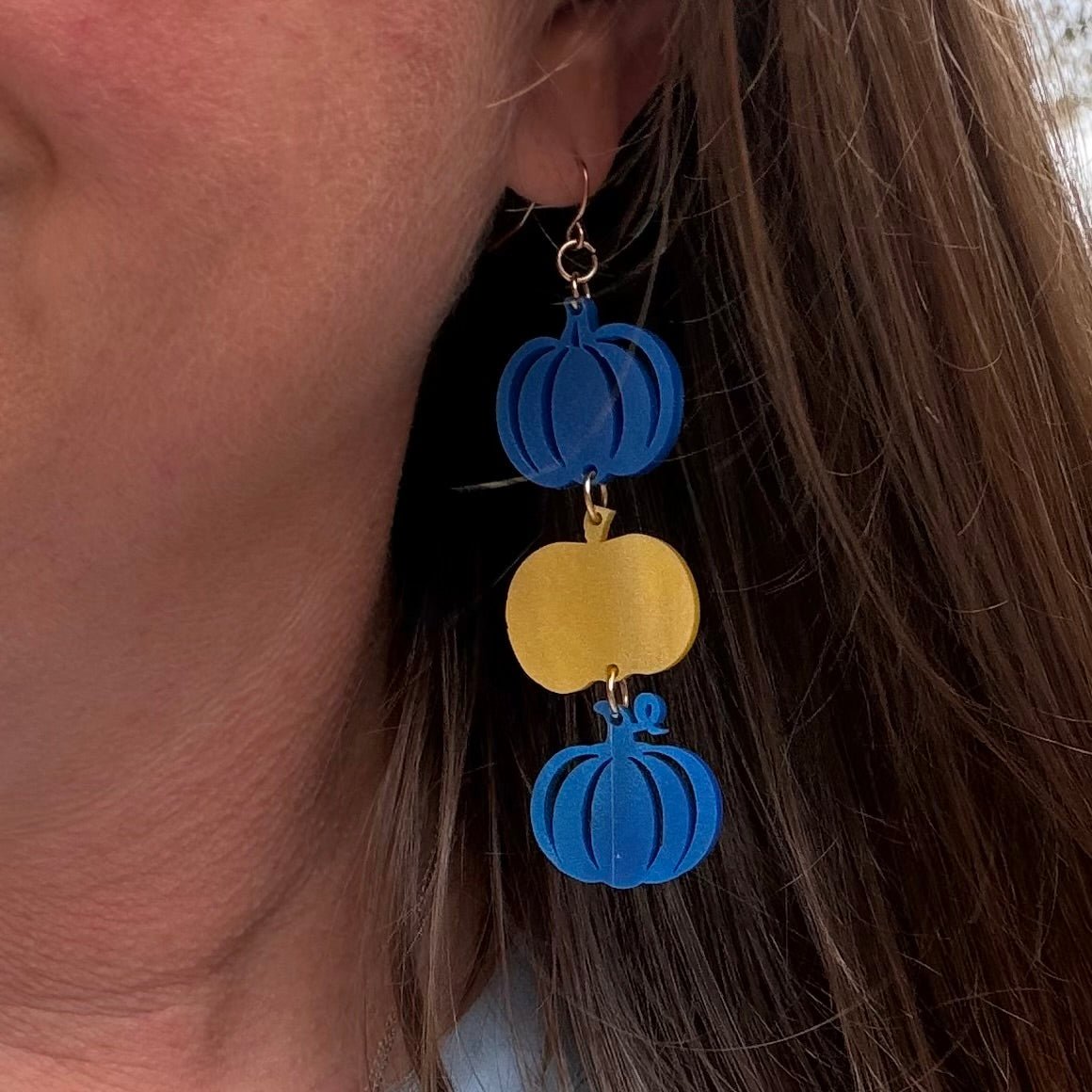 Blue and Yellow Pumpkin Earrings | Main Street Collective Fall Fashion